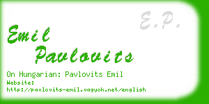 emil pavlovits business card